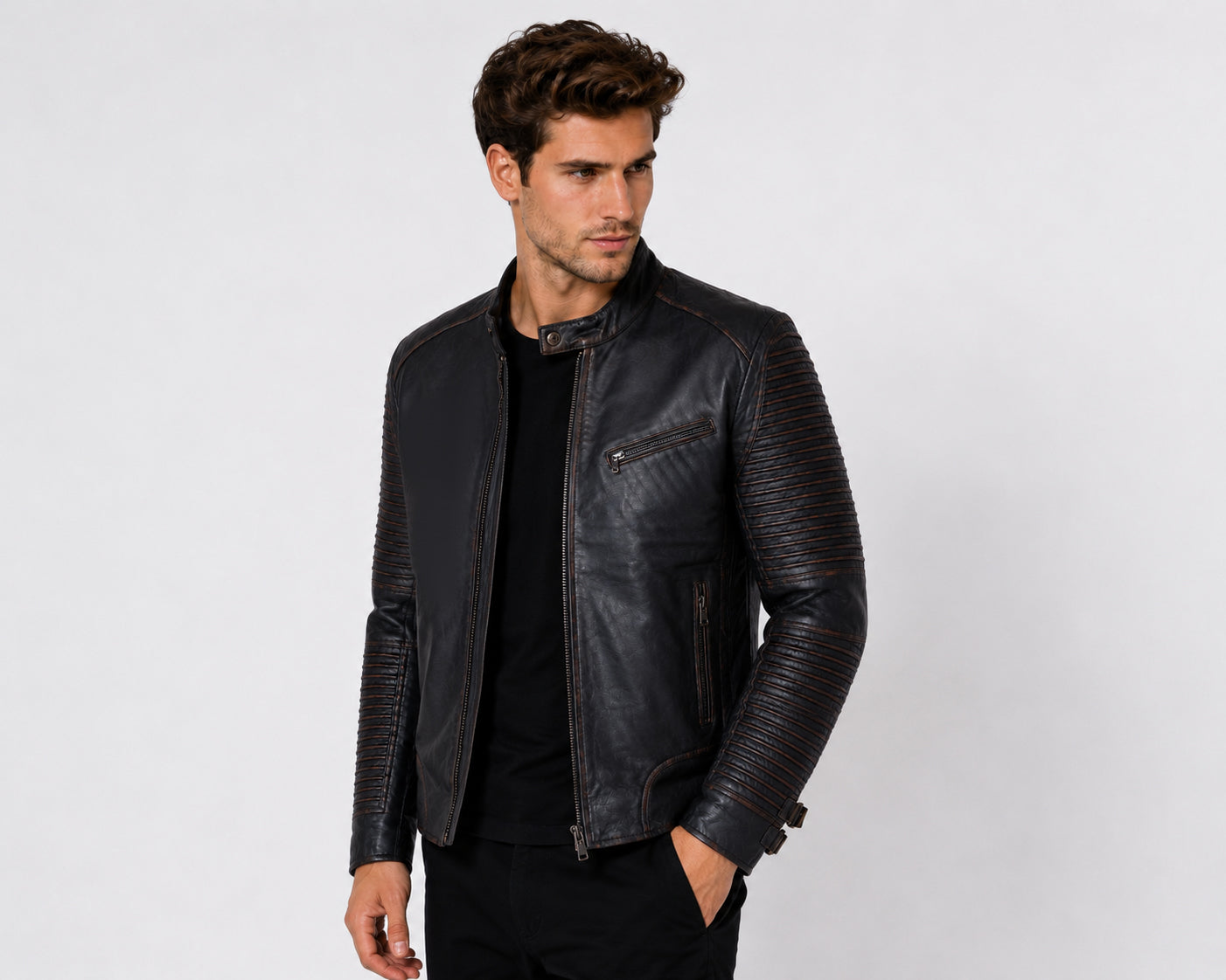 Giacca Aviator Heritage in Pelle – Verde Oliva