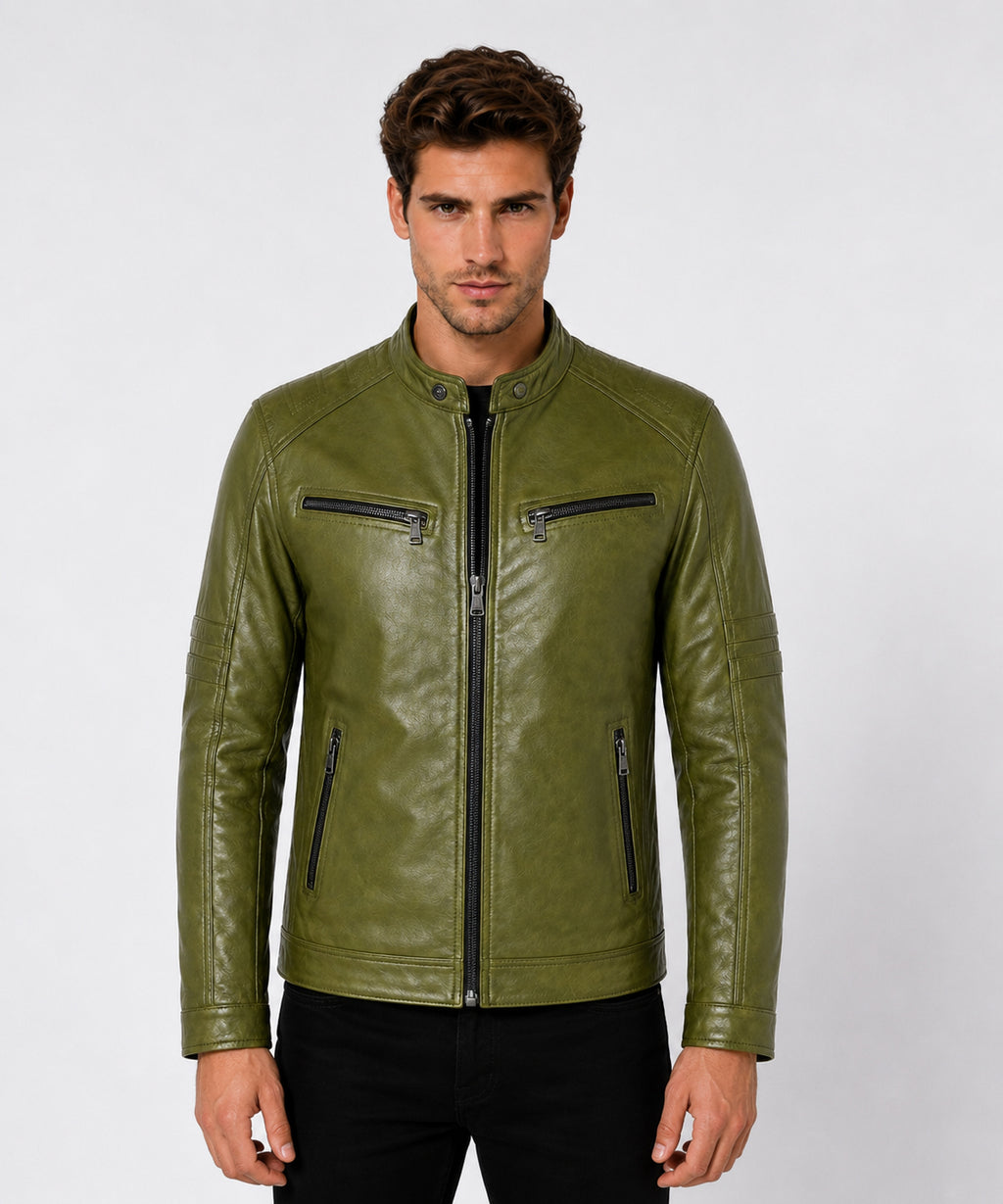 Giacca Aviator Heritage in Pelle – Verde Oliva