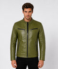 Giacca Aviator Heritage in Pelle – Verde Oliva