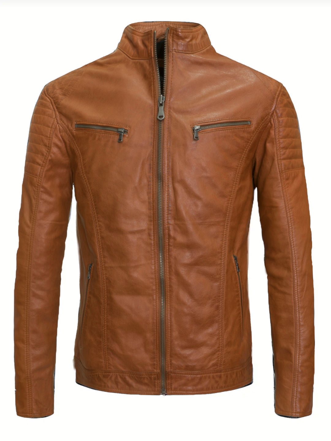 Giacca in pelle Milano Classic – Cognac