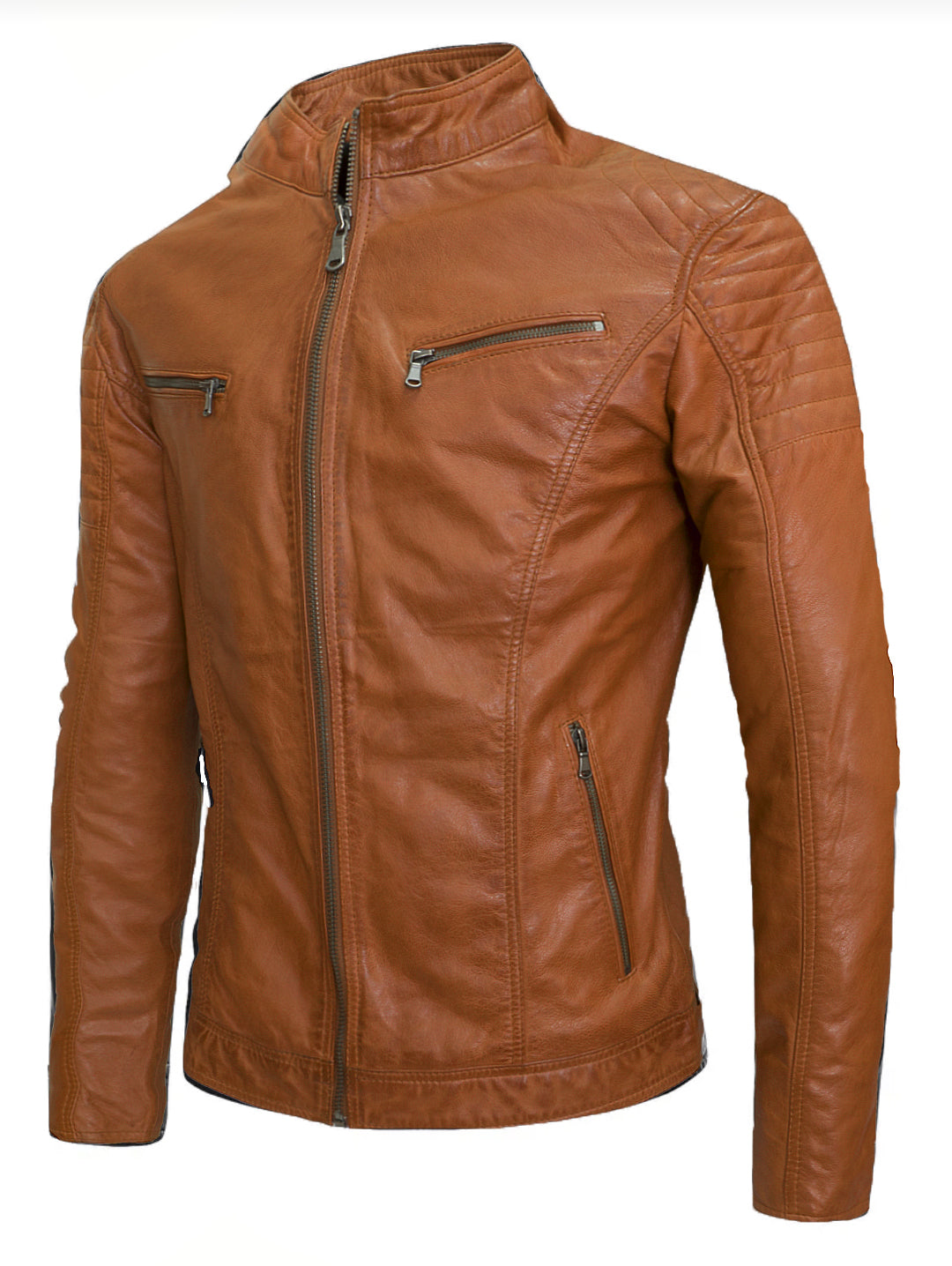 Giacca in pelle Milano Classic – Cognac