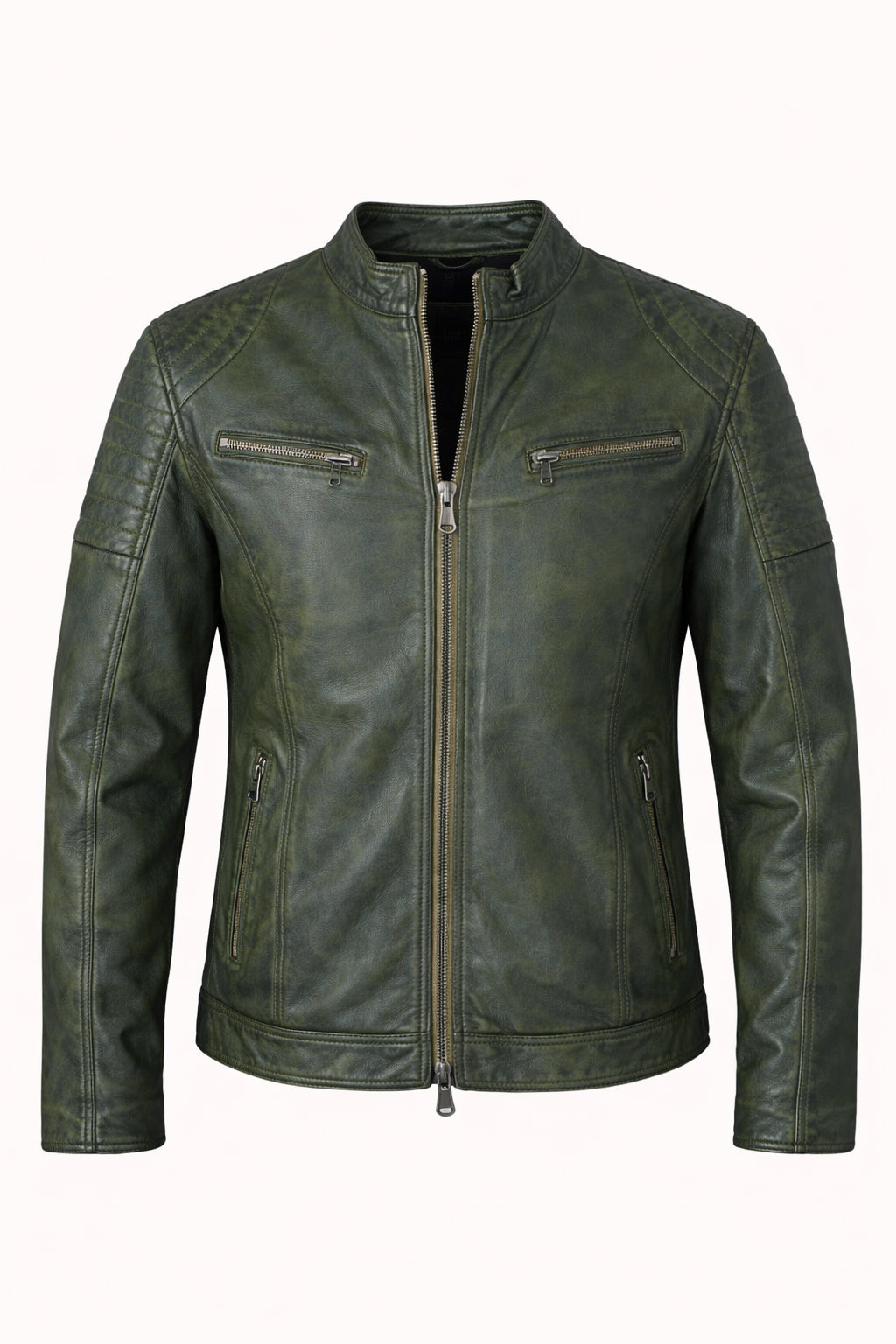 Giacca in pelle d'oliva Milano