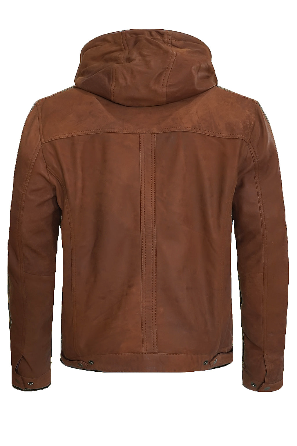 GIACCA IN PELLE CON CAPPUCCIO MILANO – COGNAC