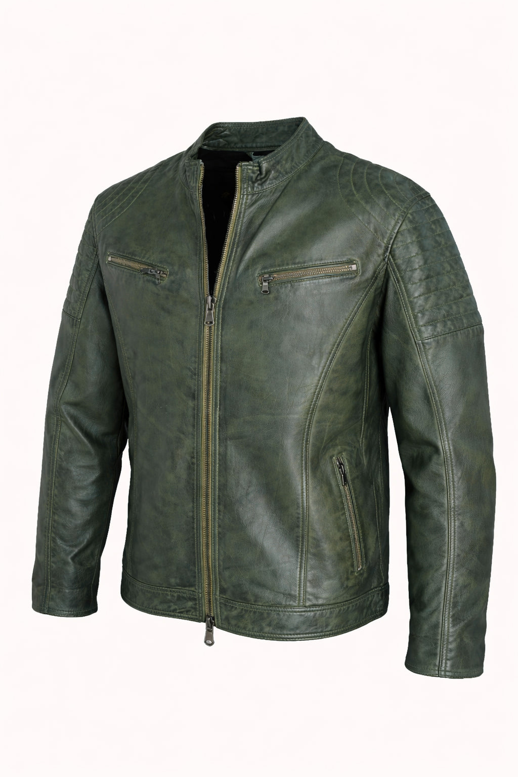 Giacca in pelle d'oliva Milano