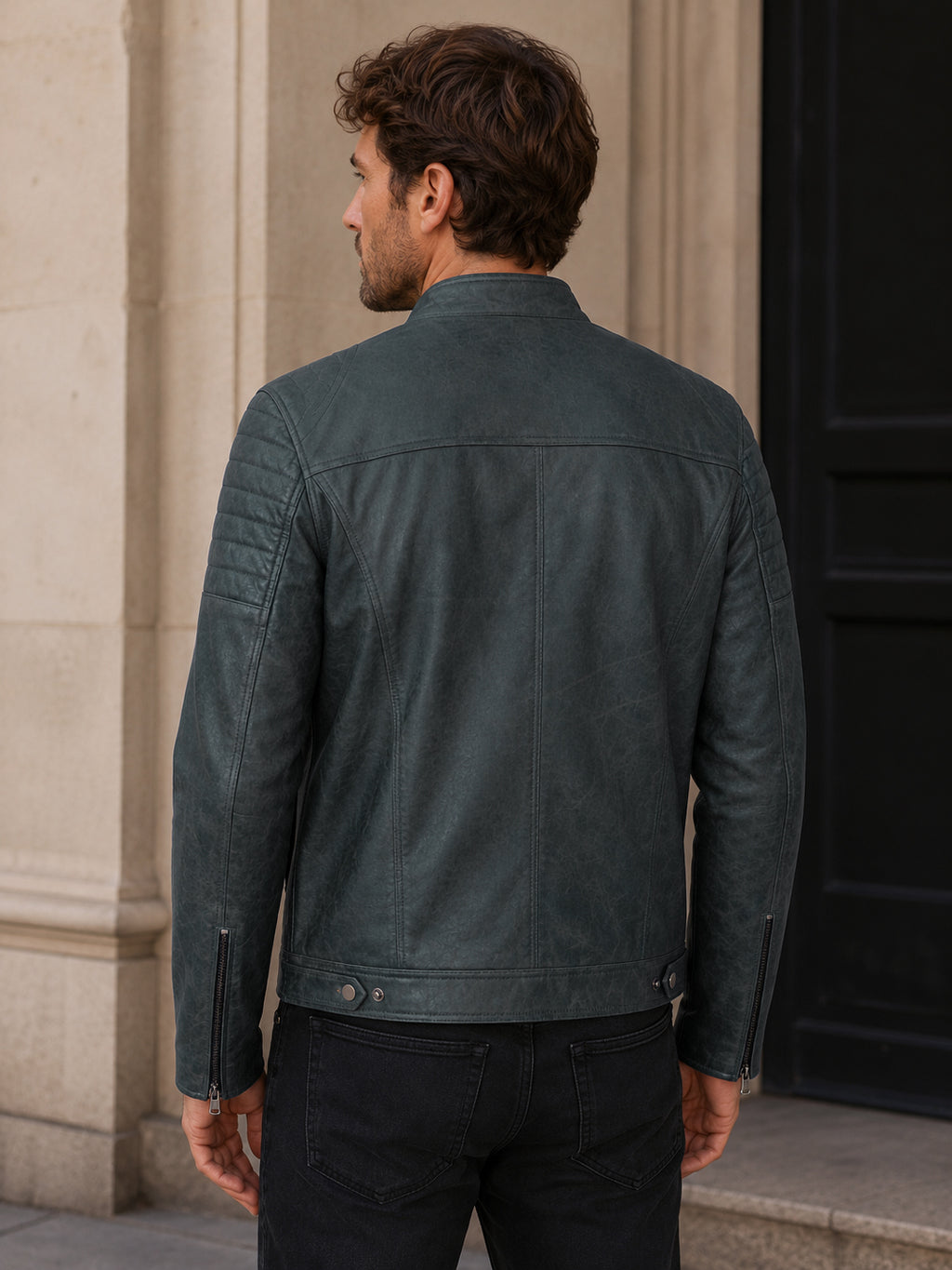 Giacca Aviator Heritage in Pelle – Verde Oliva