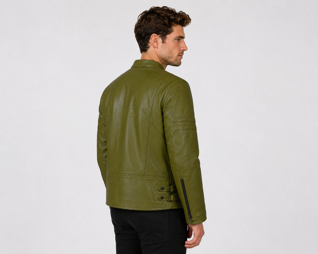 Giacca Aviator Heritage in Pelle – Verde Oliva