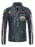 GIACCA IN PELLE AMERICAN CLASSIC RACING – BLU NAVY VINTAGE