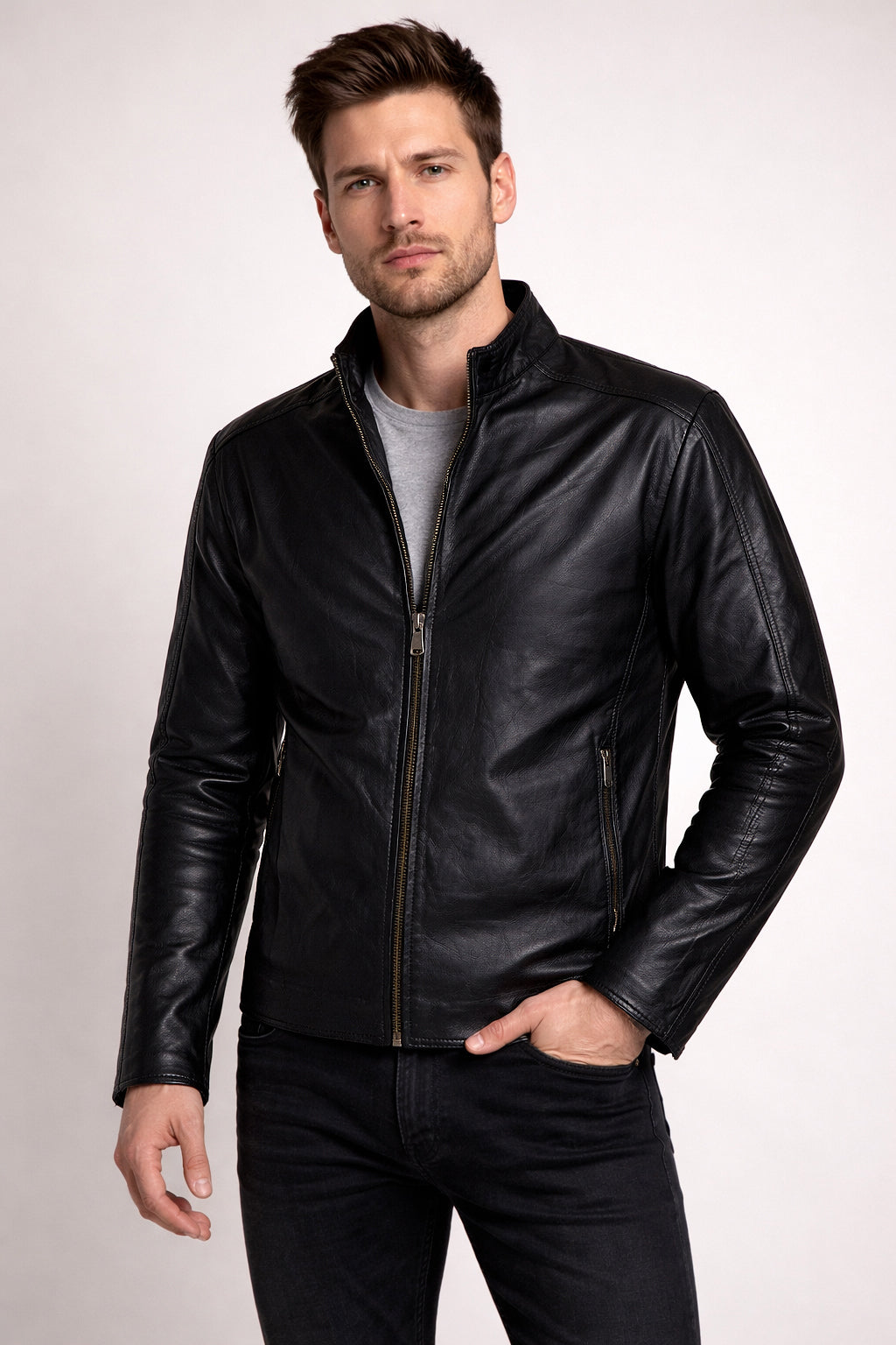 Giacca in pelle arancione Milano