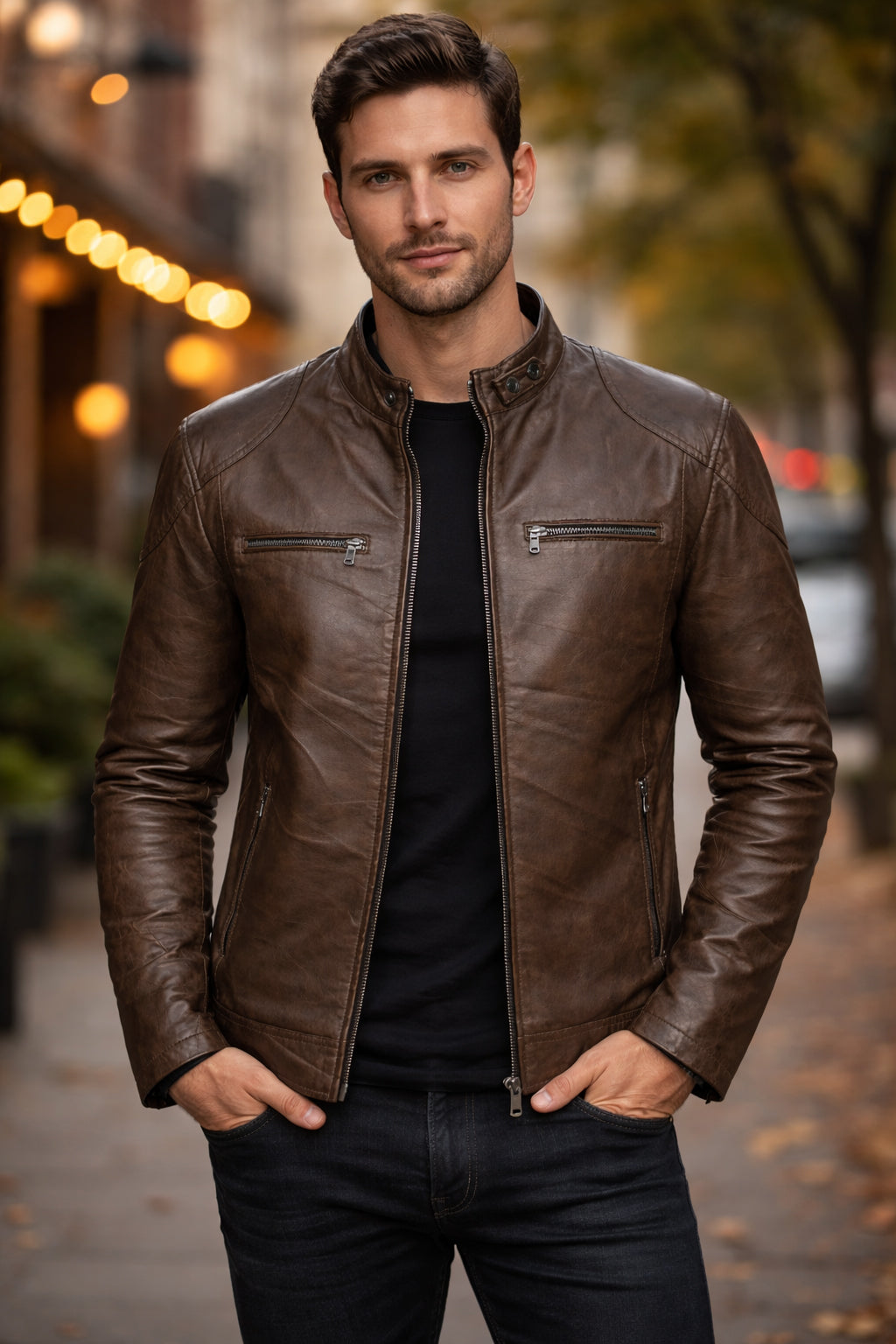 Giacca in pelle con cappuccio Torino