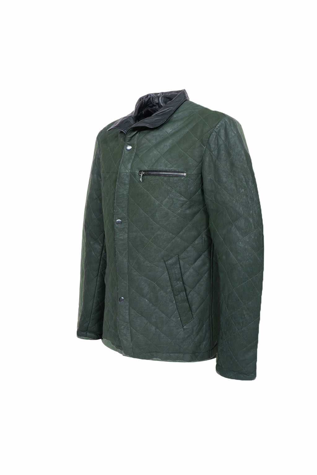 Giacca in pelle trapuntata Heritage – Verde Foresta