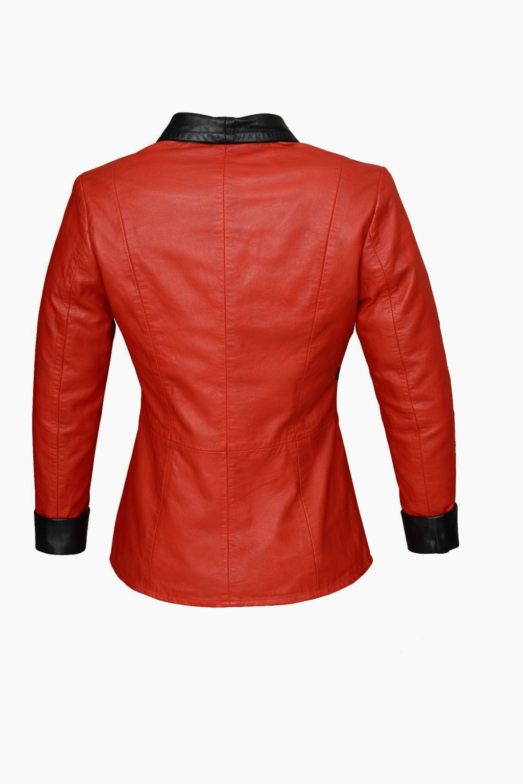 GIUBBINO IN PELLE CON CAPPUCCIO DA DONNA SCARLET EDGE – ROSSO E NERO
