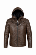 Giacca in pelle con cappuccio Torino