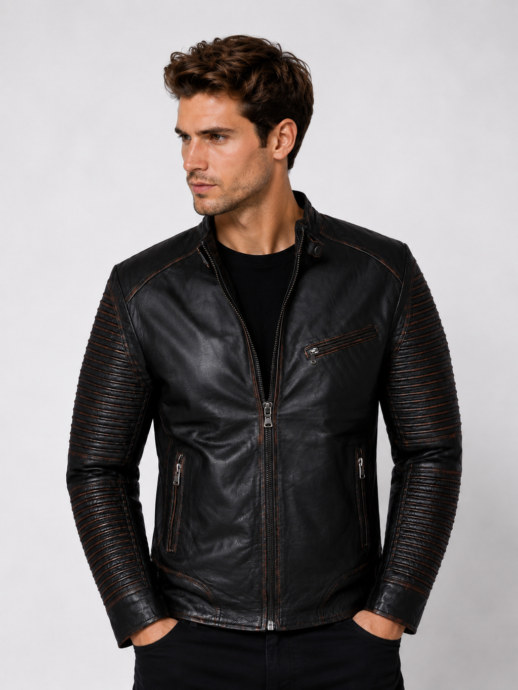 Giacca Aviator Heritage in Pelle – Verde Oliva