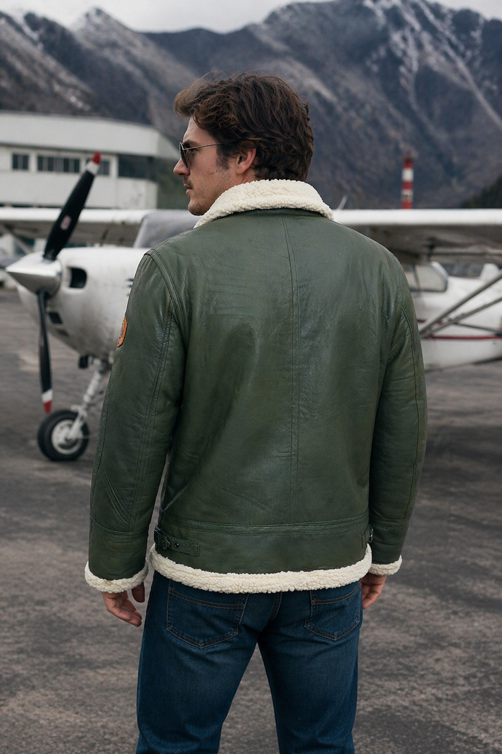 Giacca Aviator Heritage in Pelle – Verde Oliva