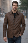 BLAZER CLASSICO IN PELLE HERITAGE – MARRONE VINTAGE