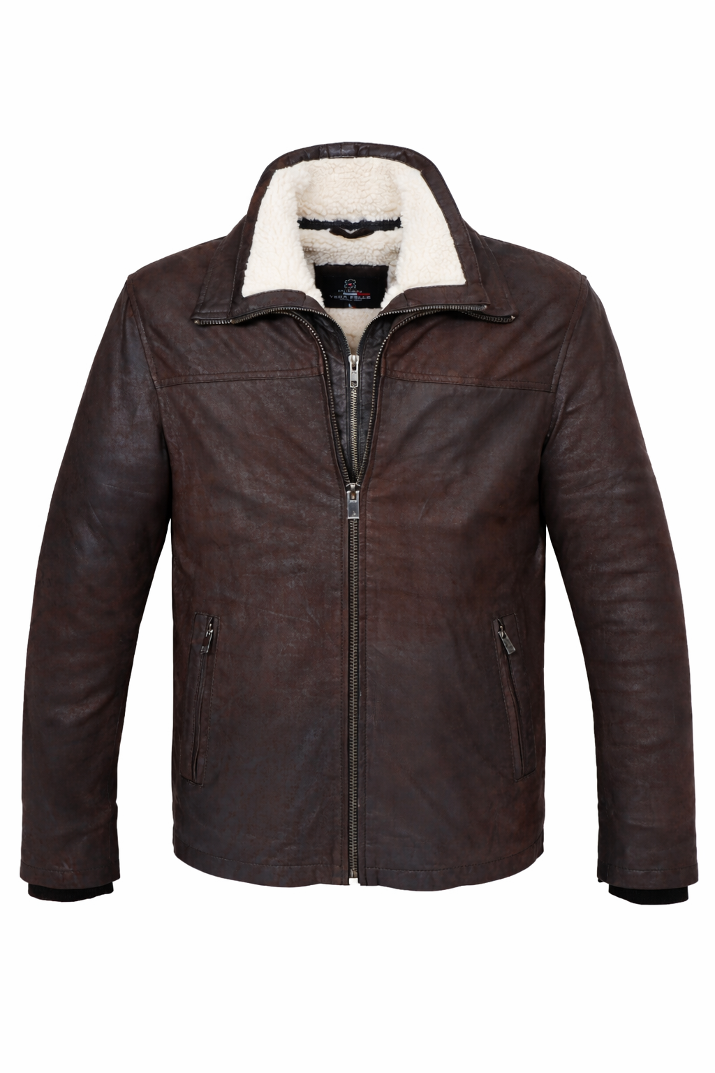 Classic Shearling Leather Jacket – Vintage Brown
