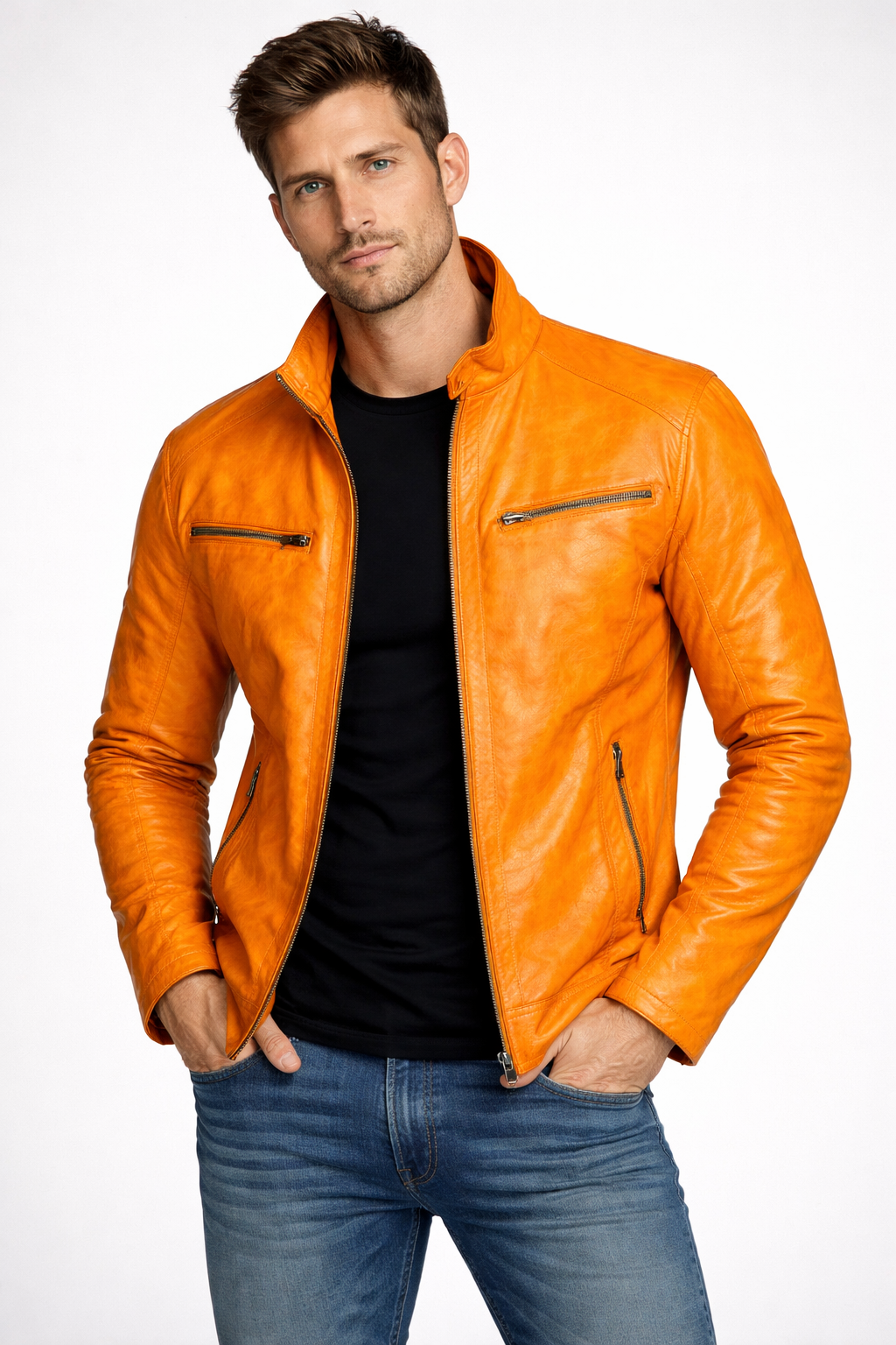 Giacca in pelle arancione Milano