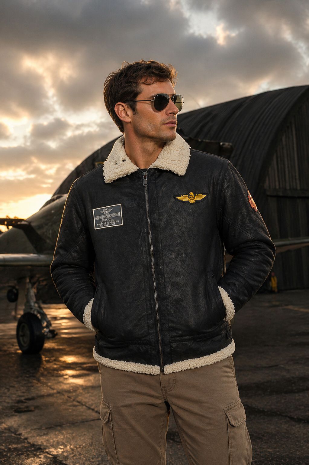 Giacca Aviator Heritage in Pelle – Nero Classico
