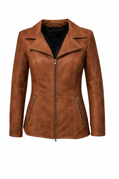 AURORA WOMEN’S LEATHER JACKET – COGNAC