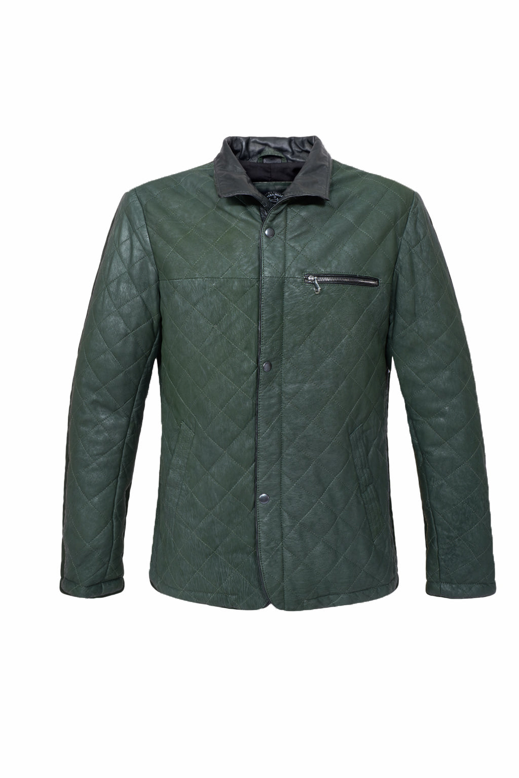 Giacca in pelle trapuntata Heritage – Verde Foresta