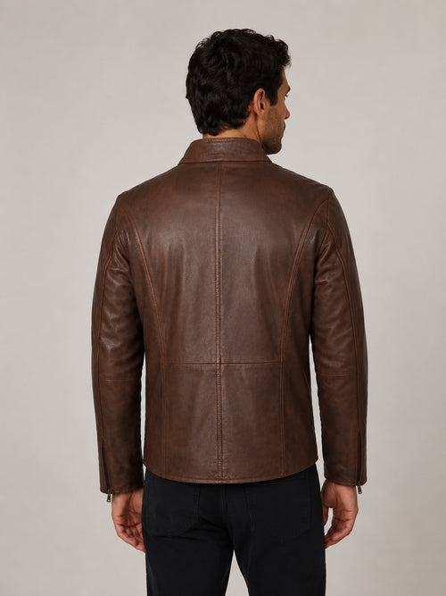 Giacca Aviator Heritage in Pelle – Verde Oliva
